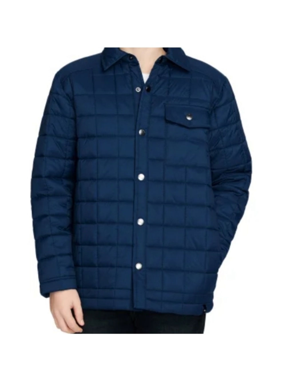Kids Navy Quilted Button-Front Jacket